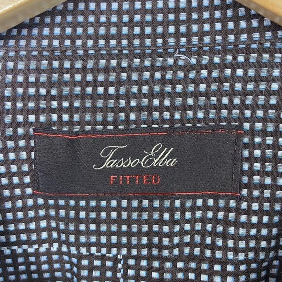 Tasso Elba Button Down Checked Shirt‎ Size Large Cotton Brown Blue Casual Dress - Picture 2 of 12